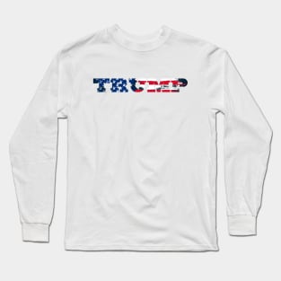 Trump American Flag Design Long Sleeve T-Shirt